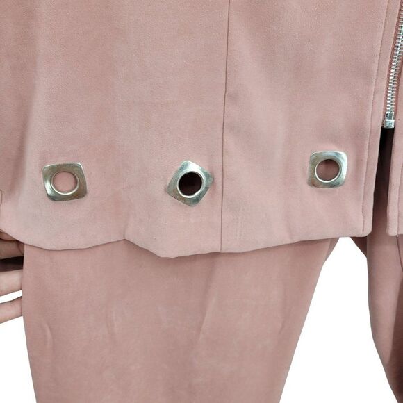 Vintage Pant Set 2pc 18 Pink Long Sleeve Grommet Zip Blazer High-rise Tapered - Picture 8 of 17